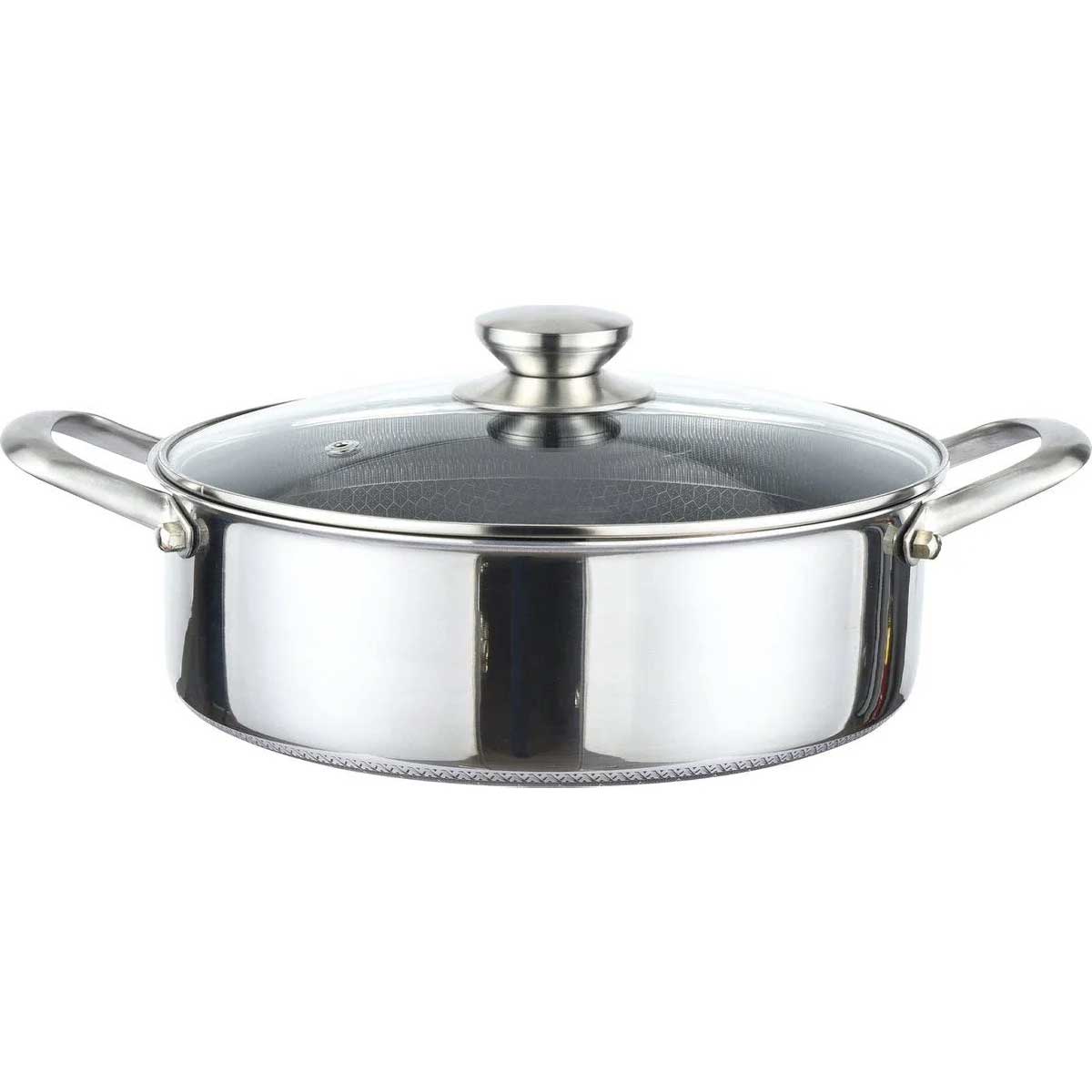 Cheffinger Lage Braadpan met Deksel - 32cm - RVS - Honingraat - Inductie – productafbeelding
