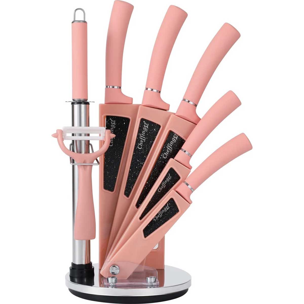 Cheffinger Messenset met Standaard - 8-delig - Roze