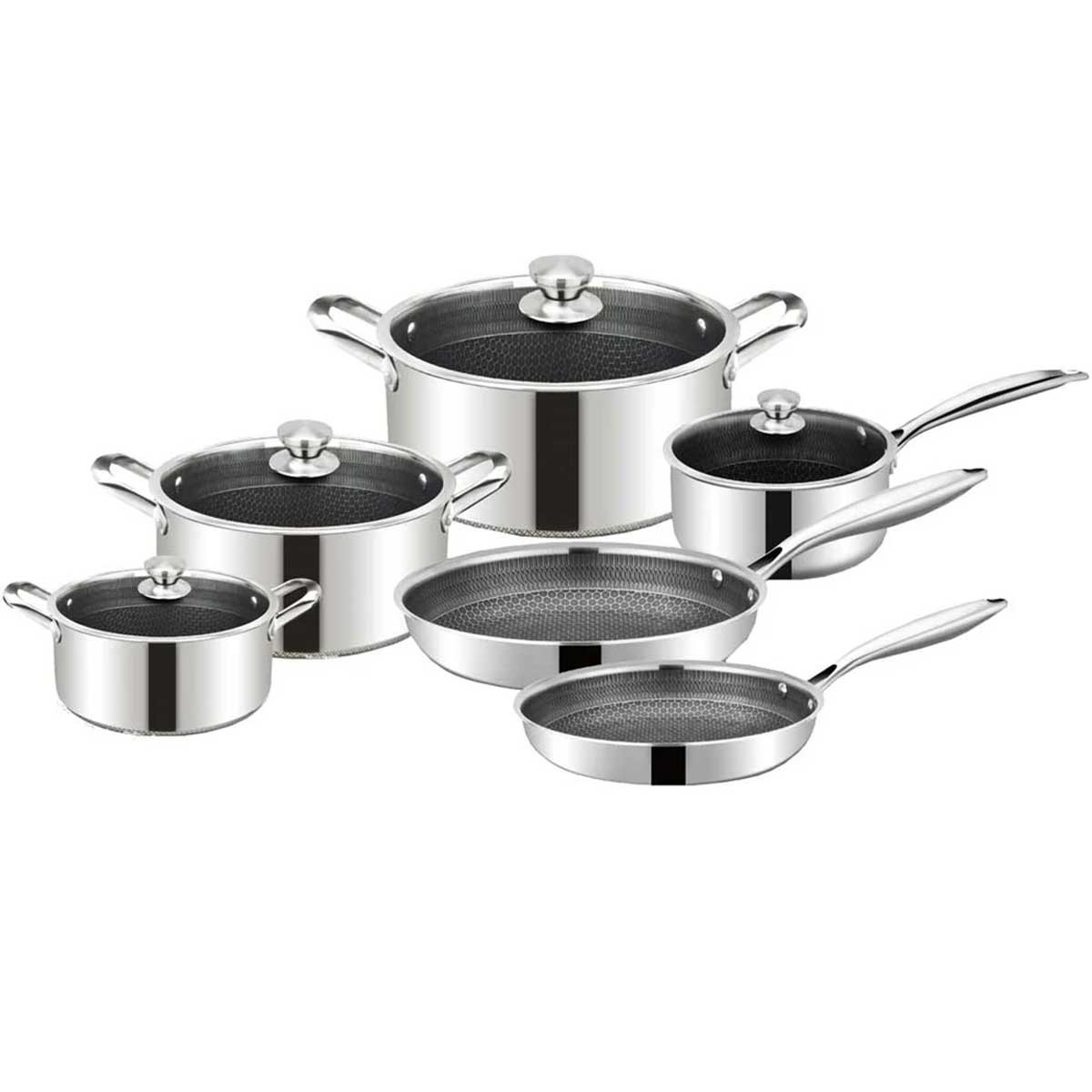 Cheffinger Pannenset - 10-delig - RVS - Honingraat - Inductie