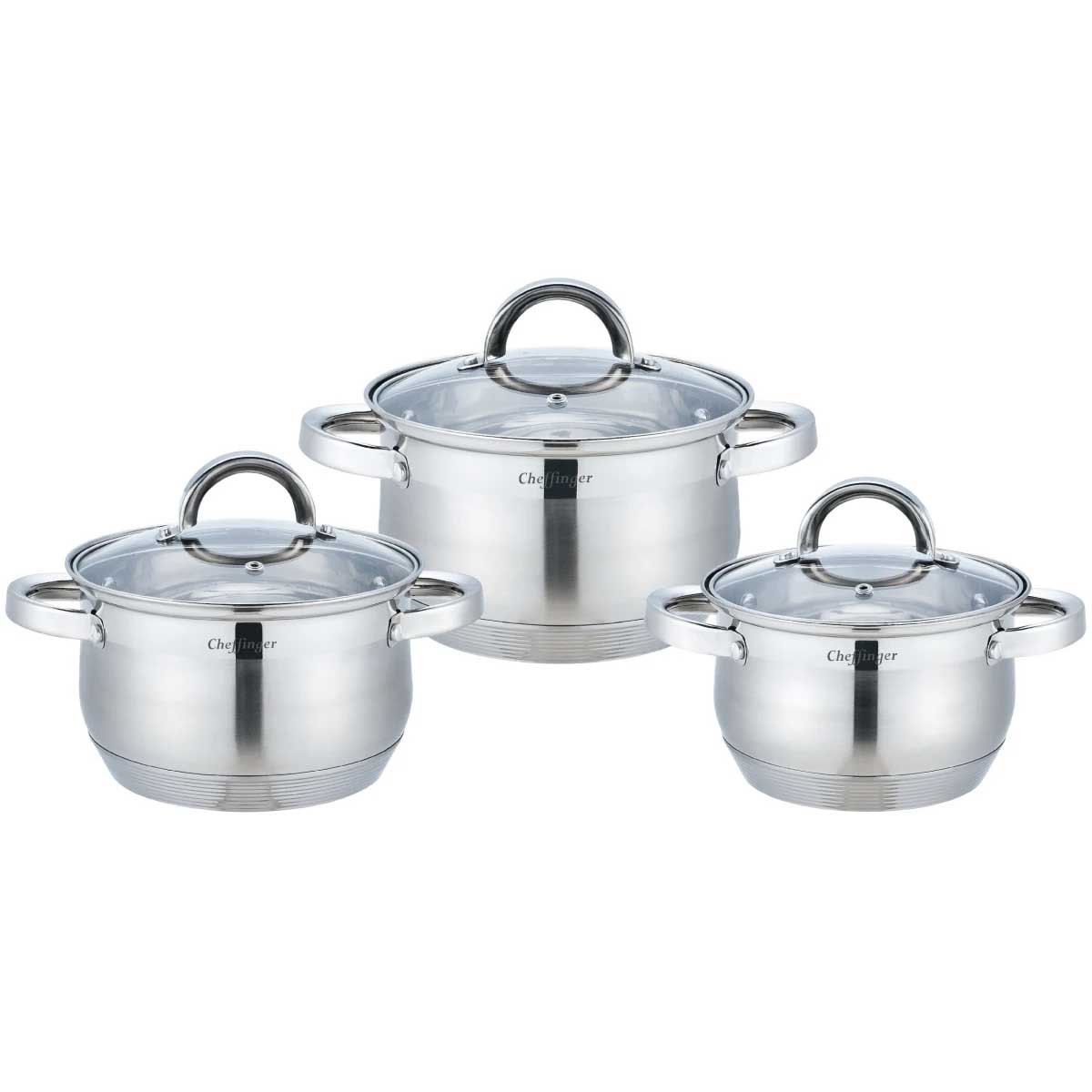 Cheffinger Pannenset - 6-delig - Zilver - RVS - Kookpannen - Inductie