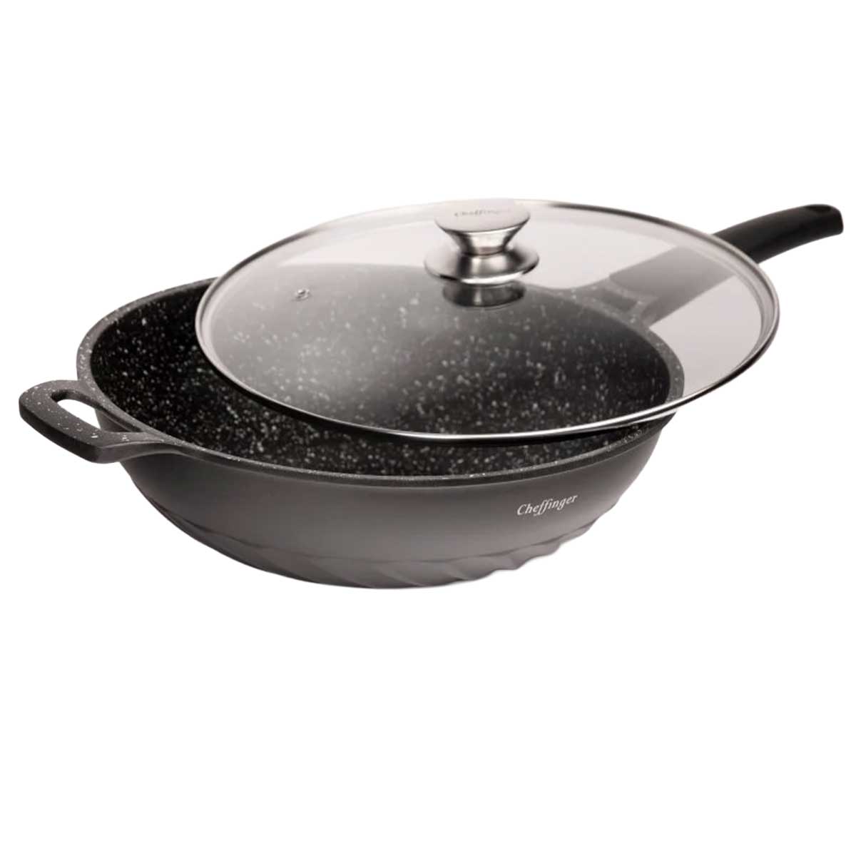 Cheffinger Wokpan XL met Deksel - 32cm - Inductie