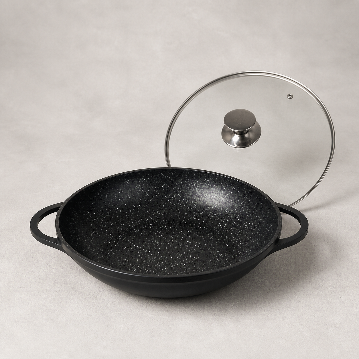 Cheffinger Wokpan met Deksel - 40cm - Zwart - Inductie - XXL Wok Pan