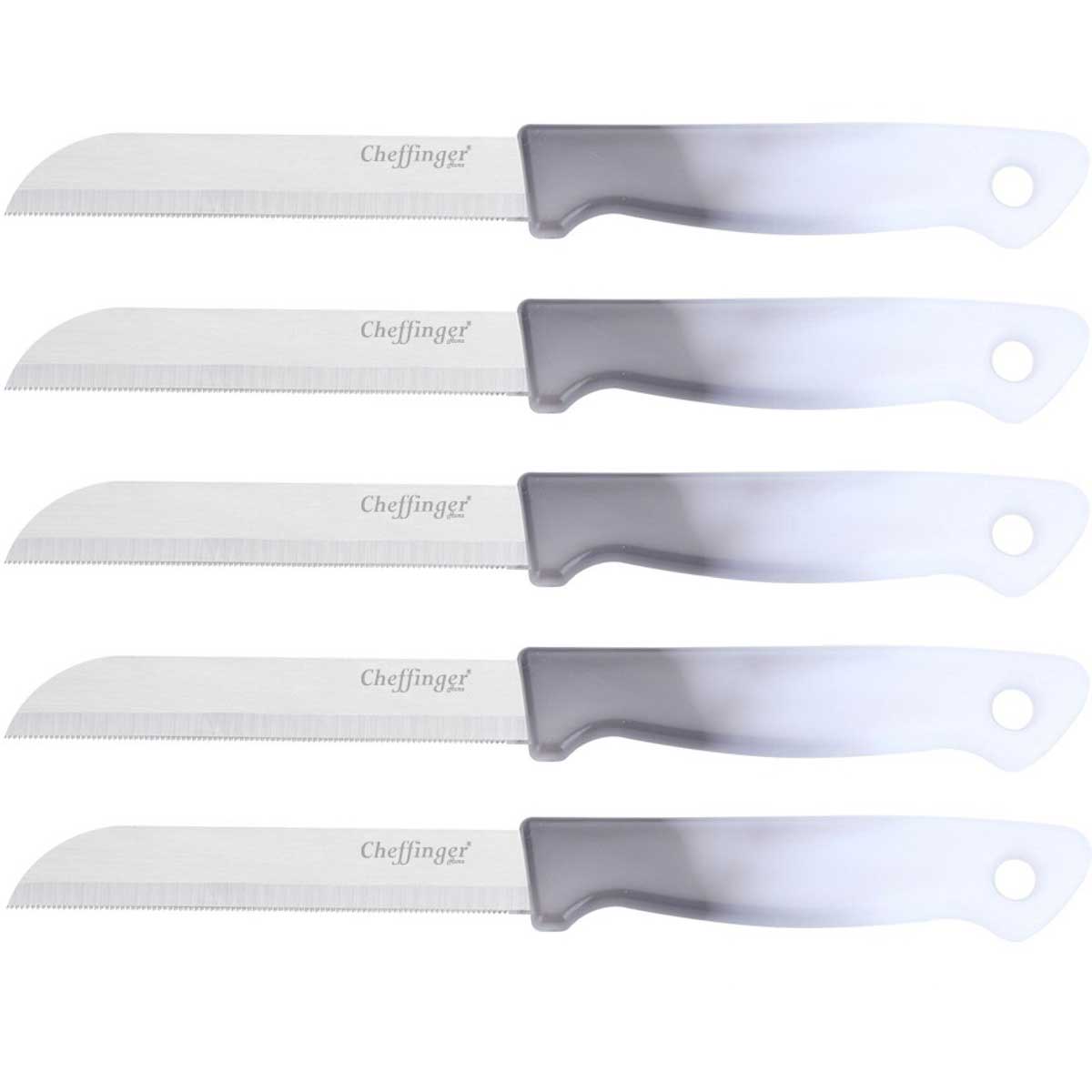 Cheffinger Schilmessenset – RVS Glad – 18 cm – Grijs – 5 Stuks messenset
