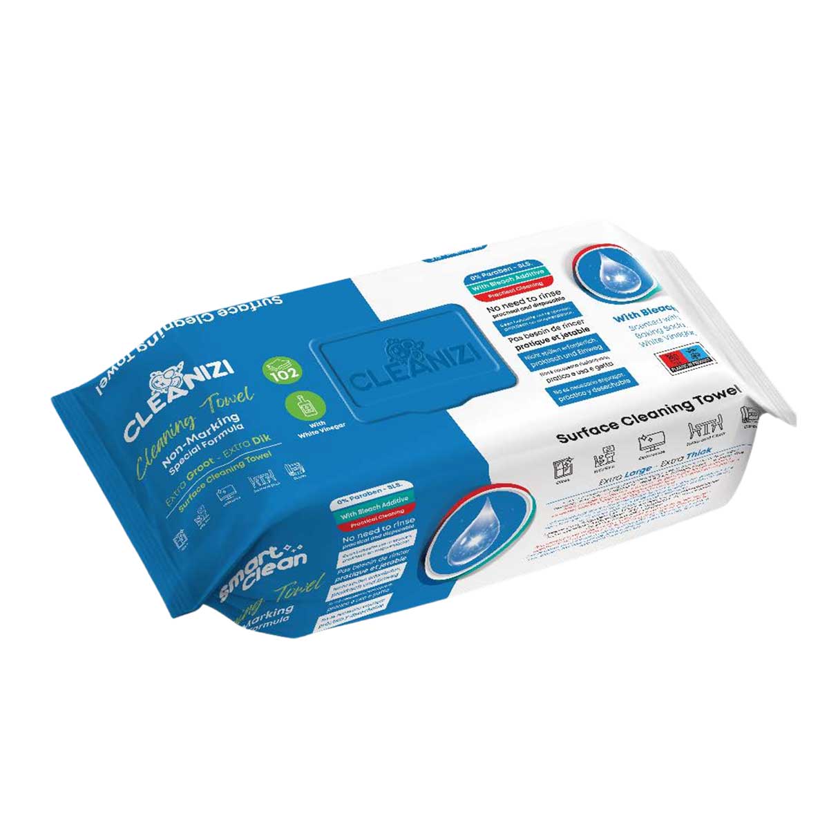 Cleanizi Schoonmaakdoekjes met Bleekmiddel – 3 Pak x 100 Stuks schoonmaakdoeken productafbeelding 2