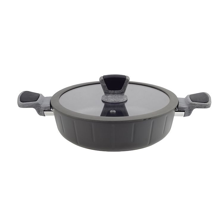 Ferveo Bradar Lage Braadpan met Deksel - 24cm - Zwart - Inductie
