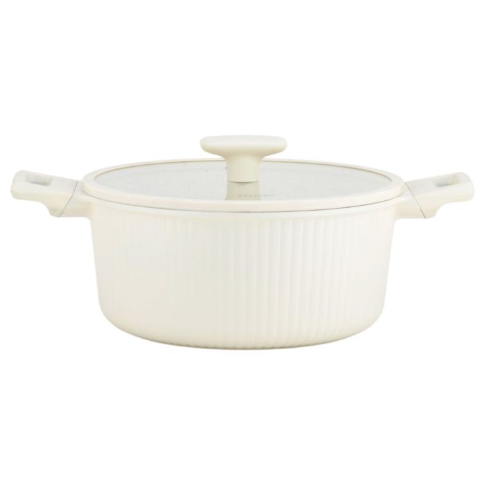 Ferveo Luna Pannenset - 8-delig - Glazen Deksels - Crème - Inductie