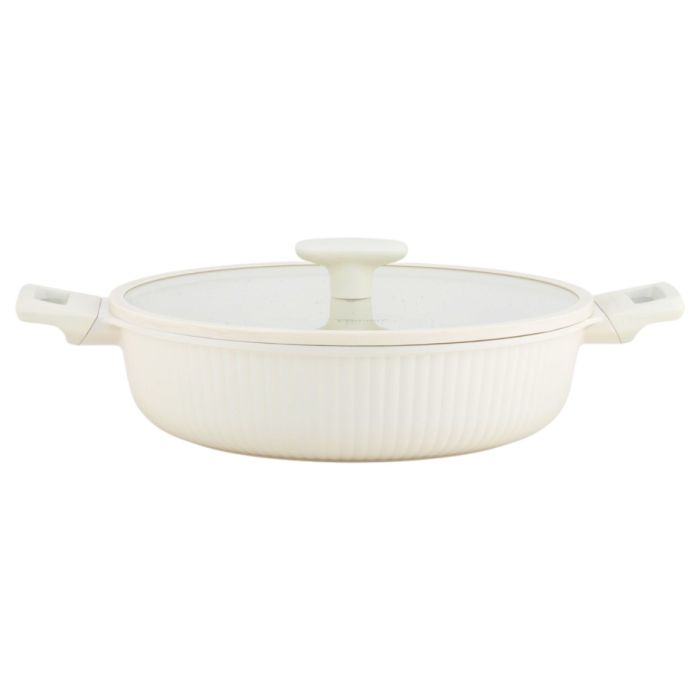 Ferveo Luna Pannenset - 8-delig - Glazen Deksels - Crème - Inductie