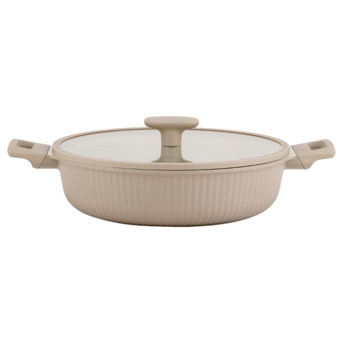 Ferveo Luna Pannenset - 8-delig - Glazen Deksels - Taupe - Inductie