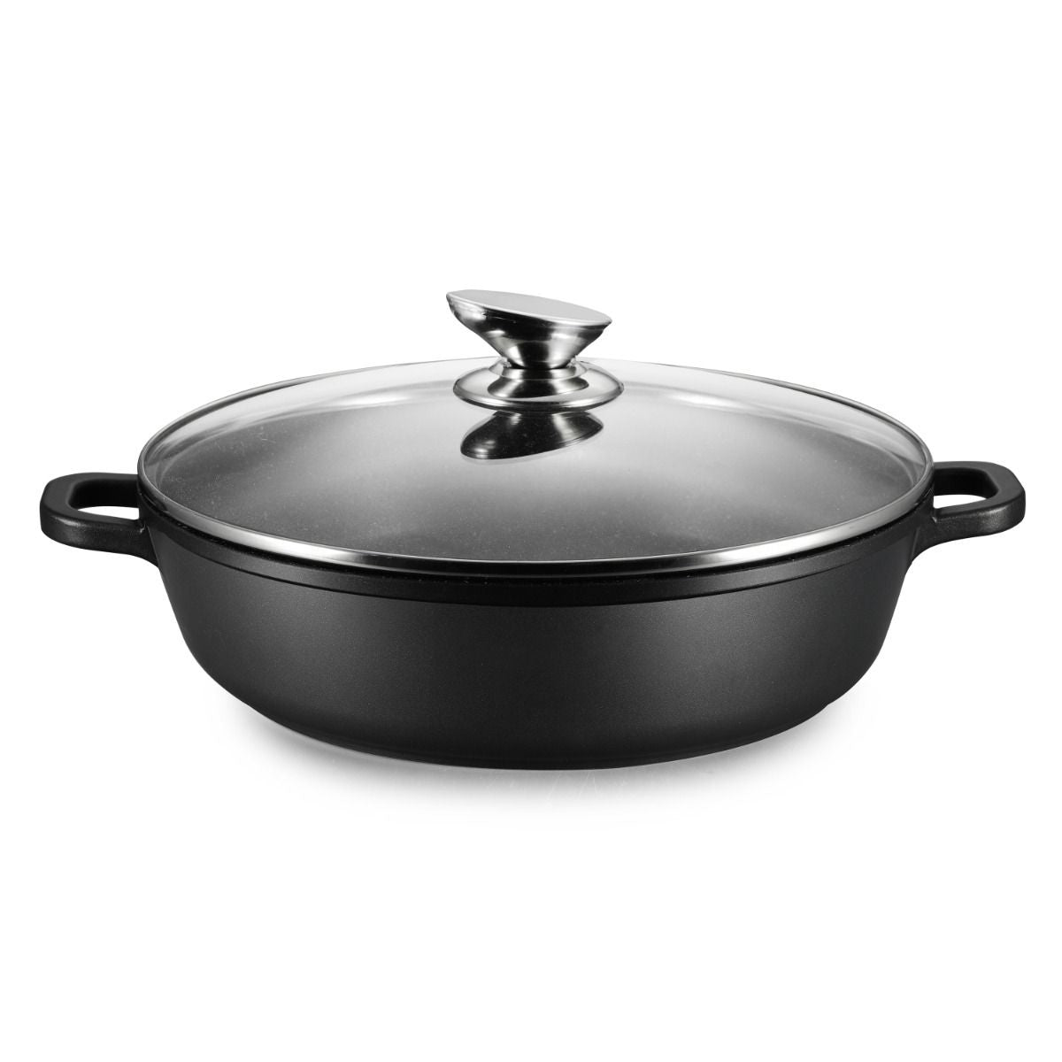 Ferveo Omega Lage Braadpan met Deksel - 40cm - Zwart - Inductie