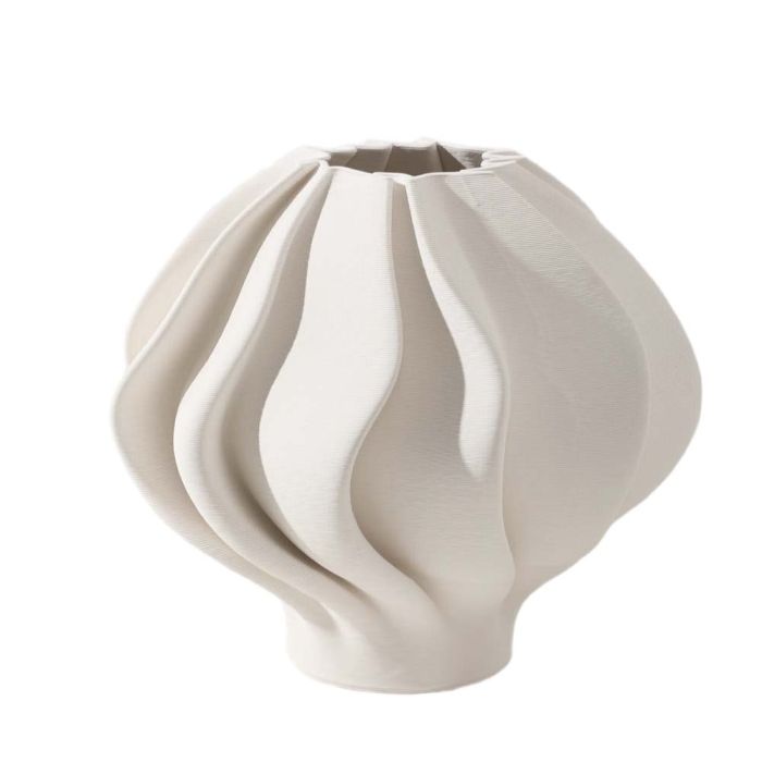 Fugurato Bona Vaas Wit - Keramiek met Golvend 3D-Reliëf - Ø26,5 x H24 cm