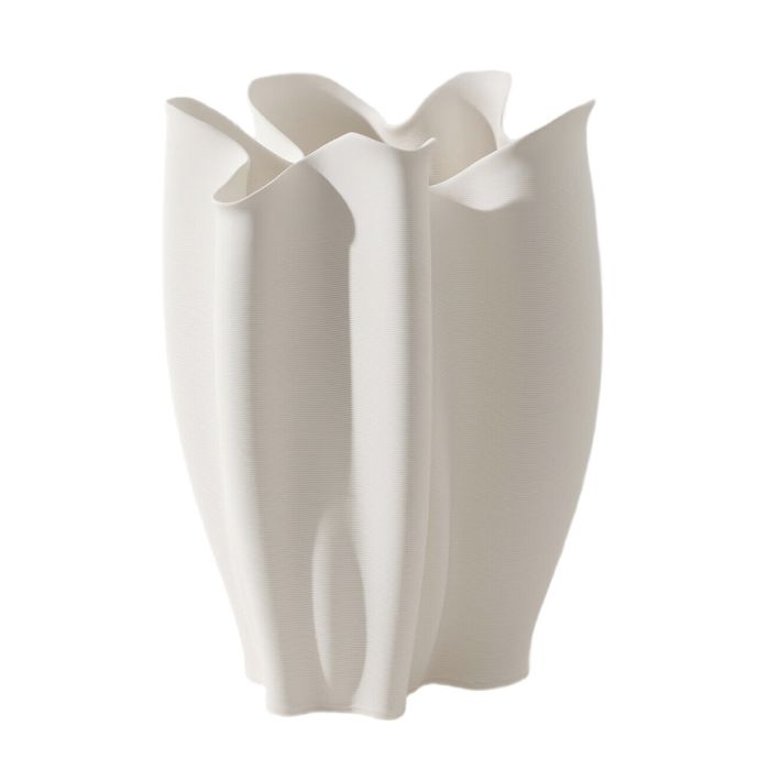 Fugurato Elia Vaas Wit - Keramiek met Golvend 3D-Reliëf - Ø21 x H28,5 cm