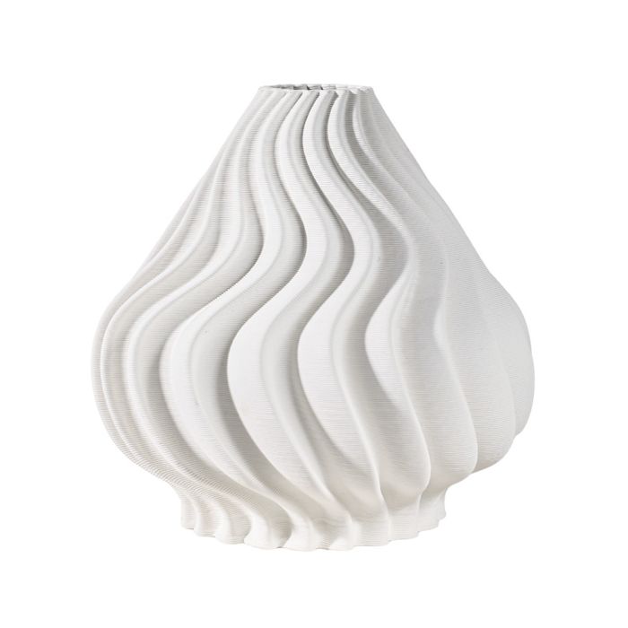 Fugurato Esta Vaas Wit - Keramiek met Golvend Reliëf - Ø22 x H26 cm