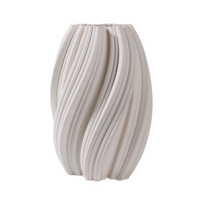Fugurato Nena Vaas Wit - Keramiek met Golvende 3D-Ribbelstructuur - Ø18,5 x H26,5 cm