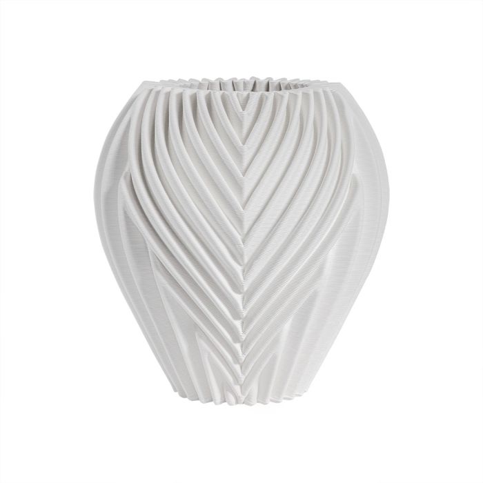Fugurato Pina Vaas Wit - Keramiek met Geometrisch 3D-Reliëf - Ø24,5 x H26,5 cm