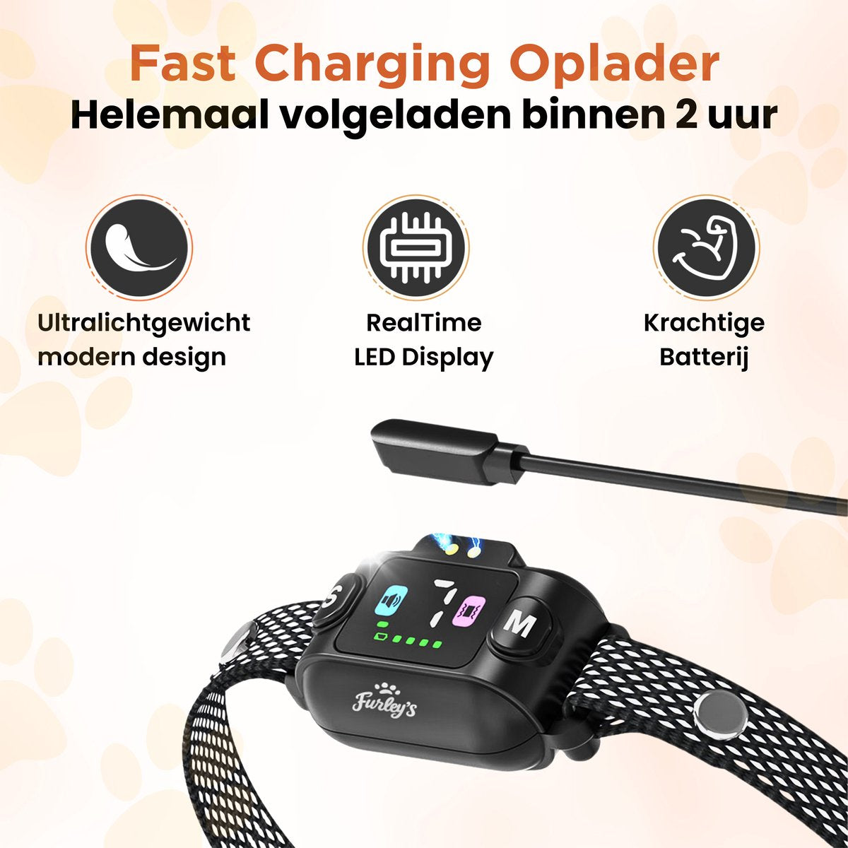 Furley’s Anti Blafband - Diervriendelijk - Zonder Schok - 7 Gevoeligheidsniveaus - 3 Modi: Geluid, Trilling & Combinatie - Slimme Blafdetectie - Weersbestendig & Magnetisch Oplaadbaar