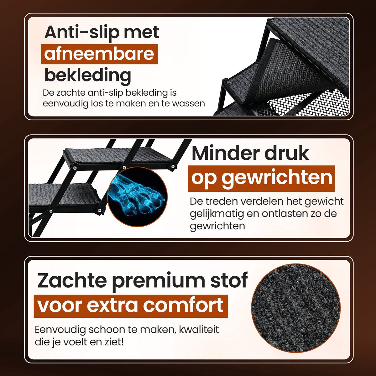 Furley's Opvouwbare Hondentrap - Inklapbare Loopplank & Hondentrap voor Auto - Antislip & Veilig - Aluminium - 160 cm - 70 kg Draagkracht - Voor Grote & Kleine Honden