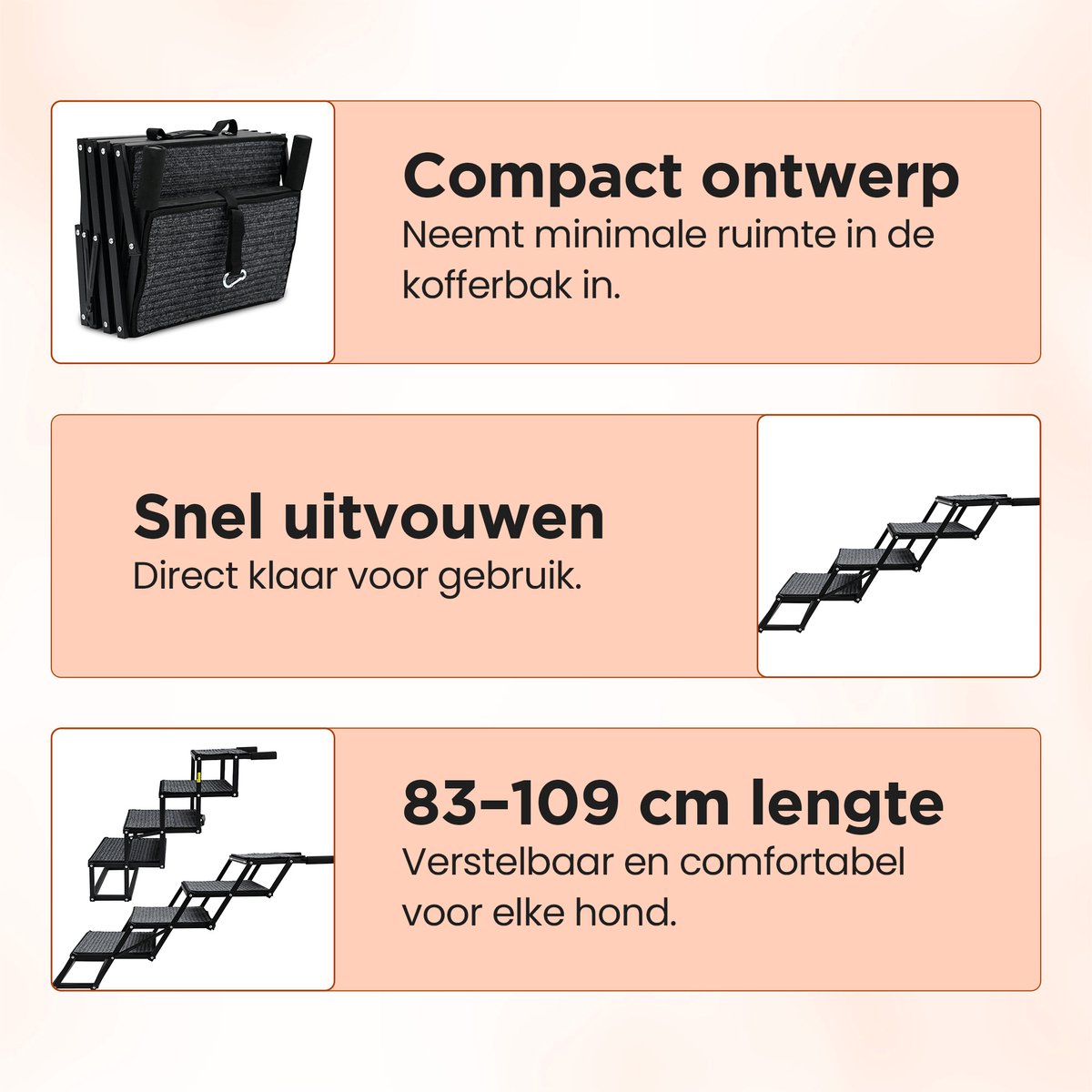 Furley's Opvouwbare Hondentrap - Inklapbare Loopplank & Hondentrap voor Auto - Antislip & Veilig - Aluminium - 160 cm - 70 kg Draagkracht - Voor Grote & Kleine Honden