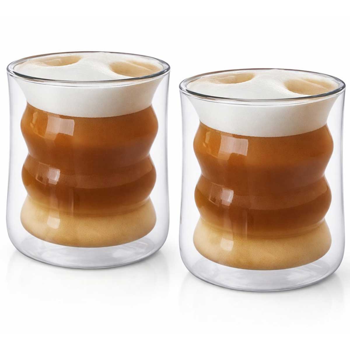 Glozini Dubbelwandige Wavy Bubbelglazen glas productafbeelding 2