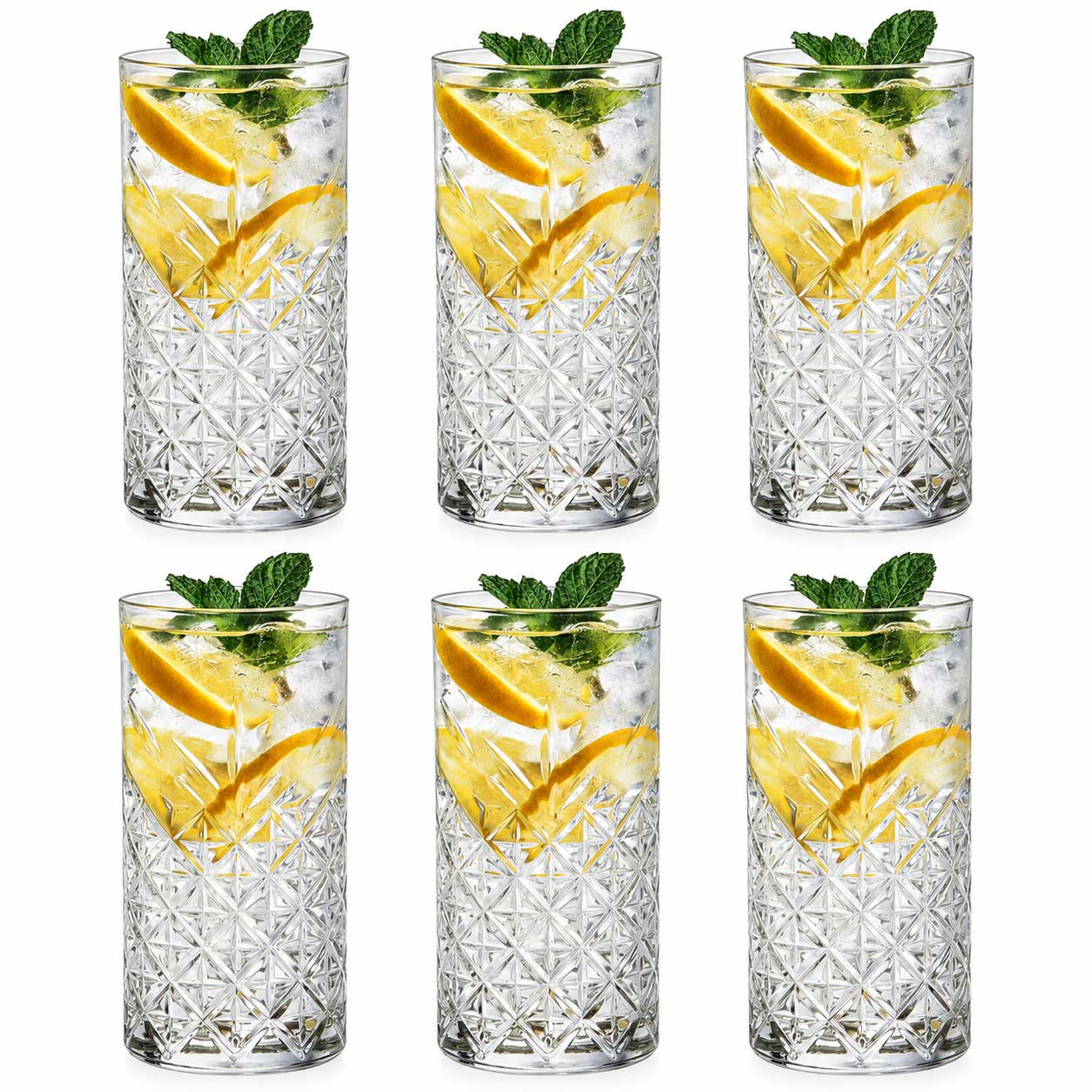 Glozini Valletta Longdrink Glazenset - 380ml - Set van 6 - Waterglas - Drinkglas
