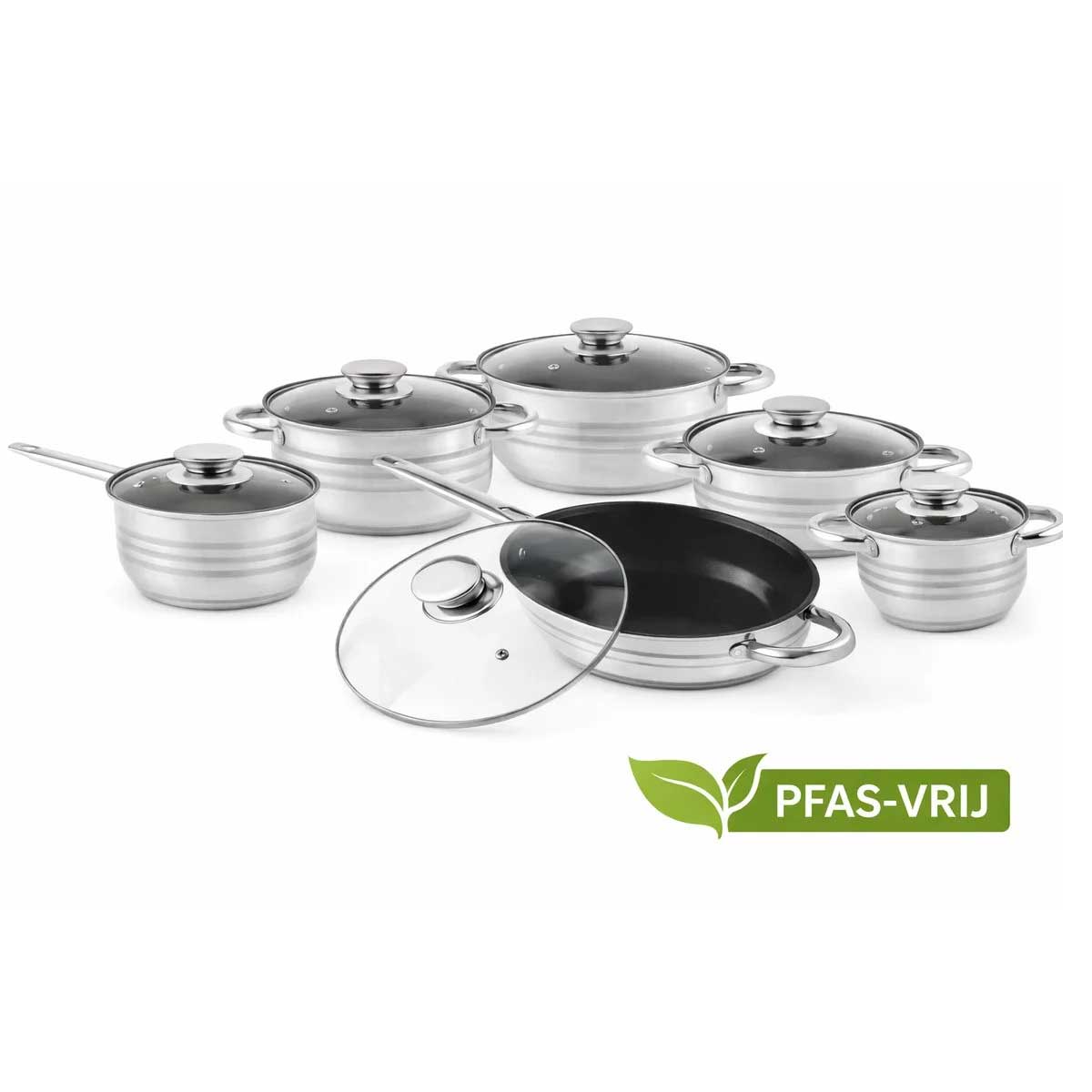 Kadirelli Pannenset met Deksels - 12-delig - RVS - PFAS-Vrij