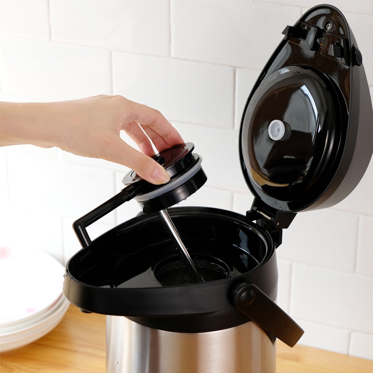 Kadirelli Thermoskan met Pomp - 4 Liter - Thermosfles - RVS