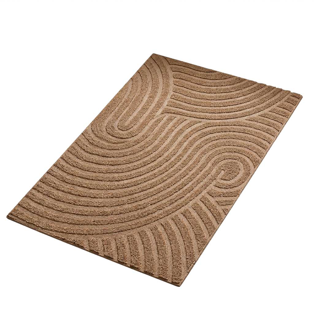 Kadirelli Deurmat Binnen – 60 x 90 cm – Taupe – Golvend Reliëf – Antislip en Wasbaar