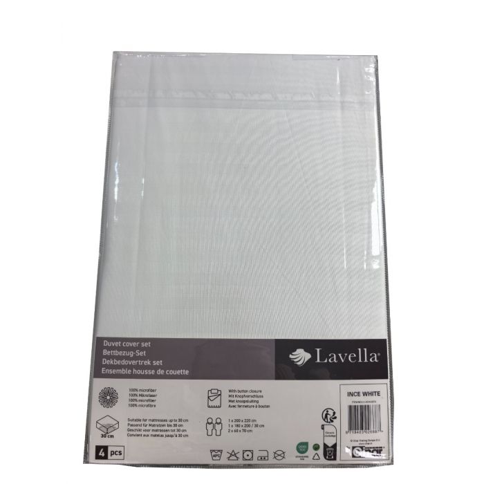 Lavella Ince Dekbedovertrek Set 4-delig - Wit - 200x220cm