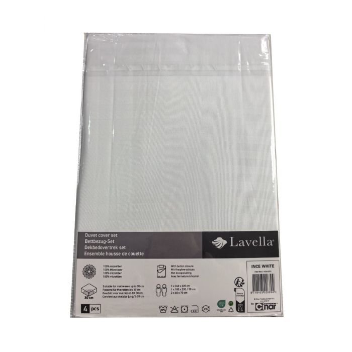 Lavella Ince Dekbedovertrek Set 4-delig - Wit - 240x220cm