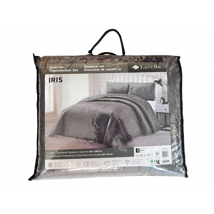 Lavella Iris Bedsprei Set 3-delig - Grijs - 250x240cm