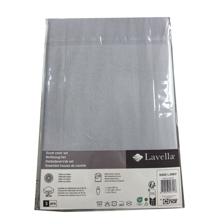 Lavella Sade Dekbedovertrek Set 3-delig - Lichtgrijs - 140x200cm