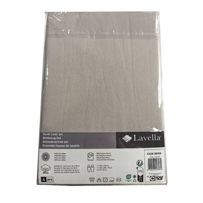 Lavella Sade Dekbedovertrek Set 4-delig - Beige - 200x220cm