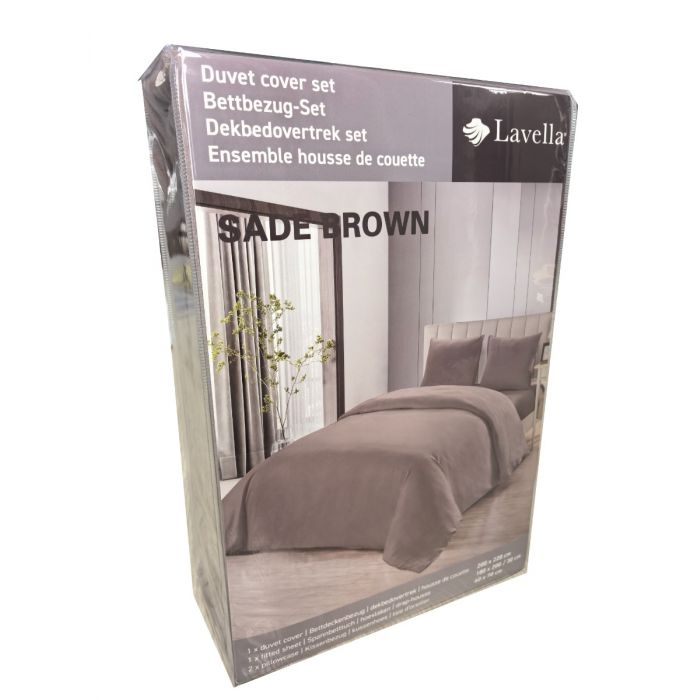 Lavella Sade Dekbedovertrek Set 4-delig - Bruin - 200x220cm