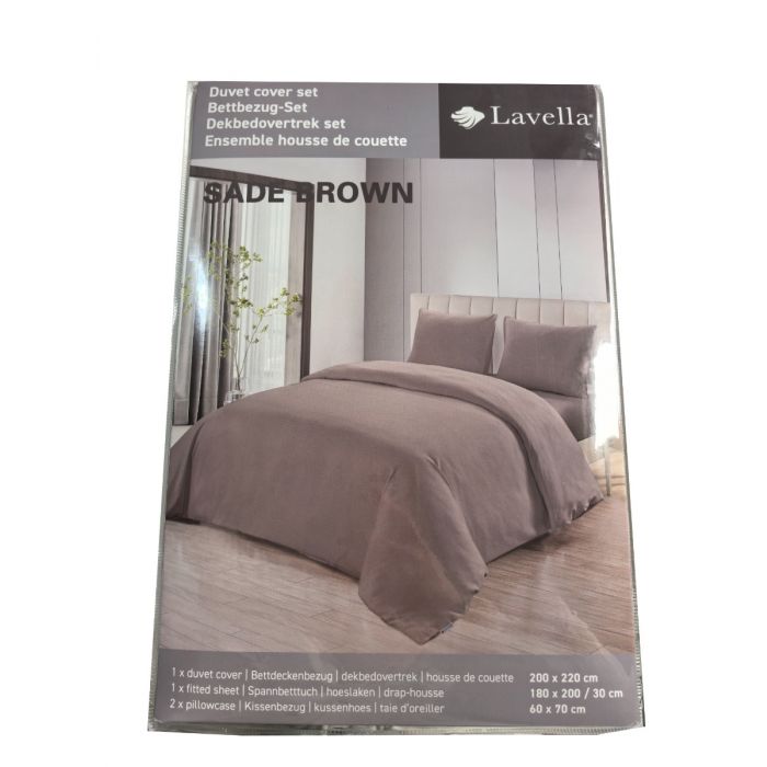 Lavella Sade Dekbedovertrek Set 4-delig - Bruin - 200x220cm