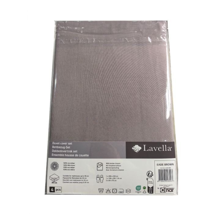 Lavella Sade Dekbedovertrek Set 4-delig - Bruin - 200x220cm