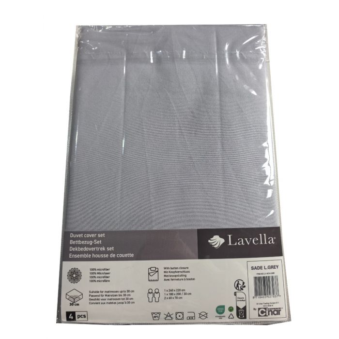 Lavella Sade Dekbedovertrek Set 4-delig - Lichtgrijs - 240x220cm
