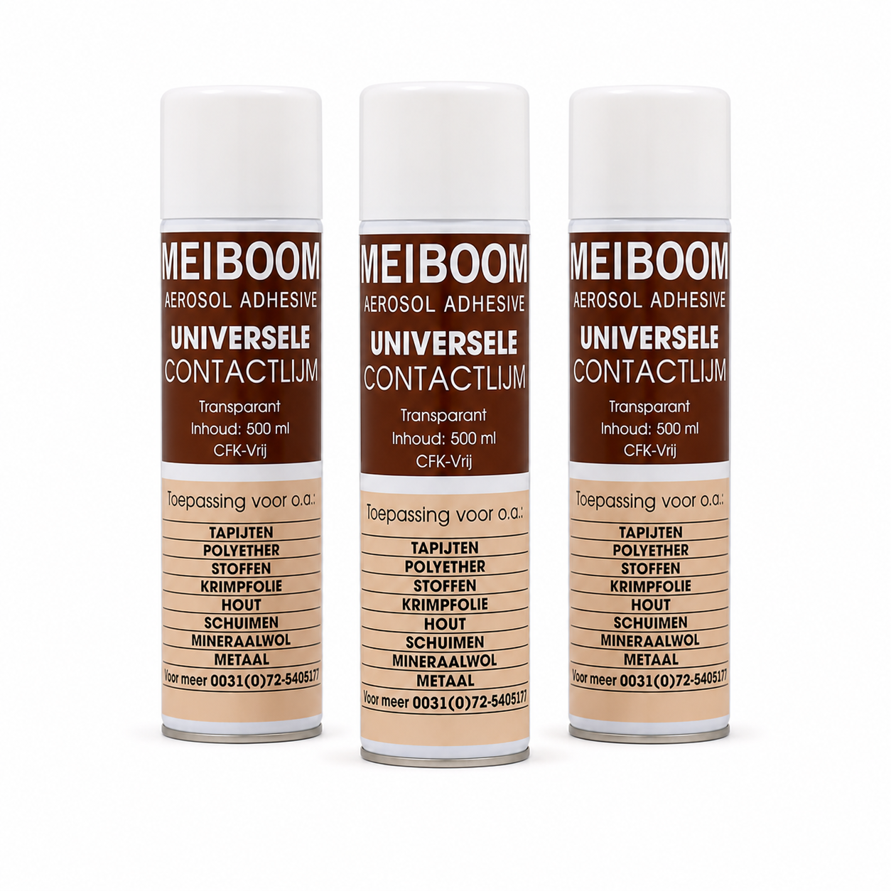 Meiboom Professionele Spraylijm - 3 Stuks - Spuitlijm - Universele Contactlijm - Spuit - Lijmspray - 500ML