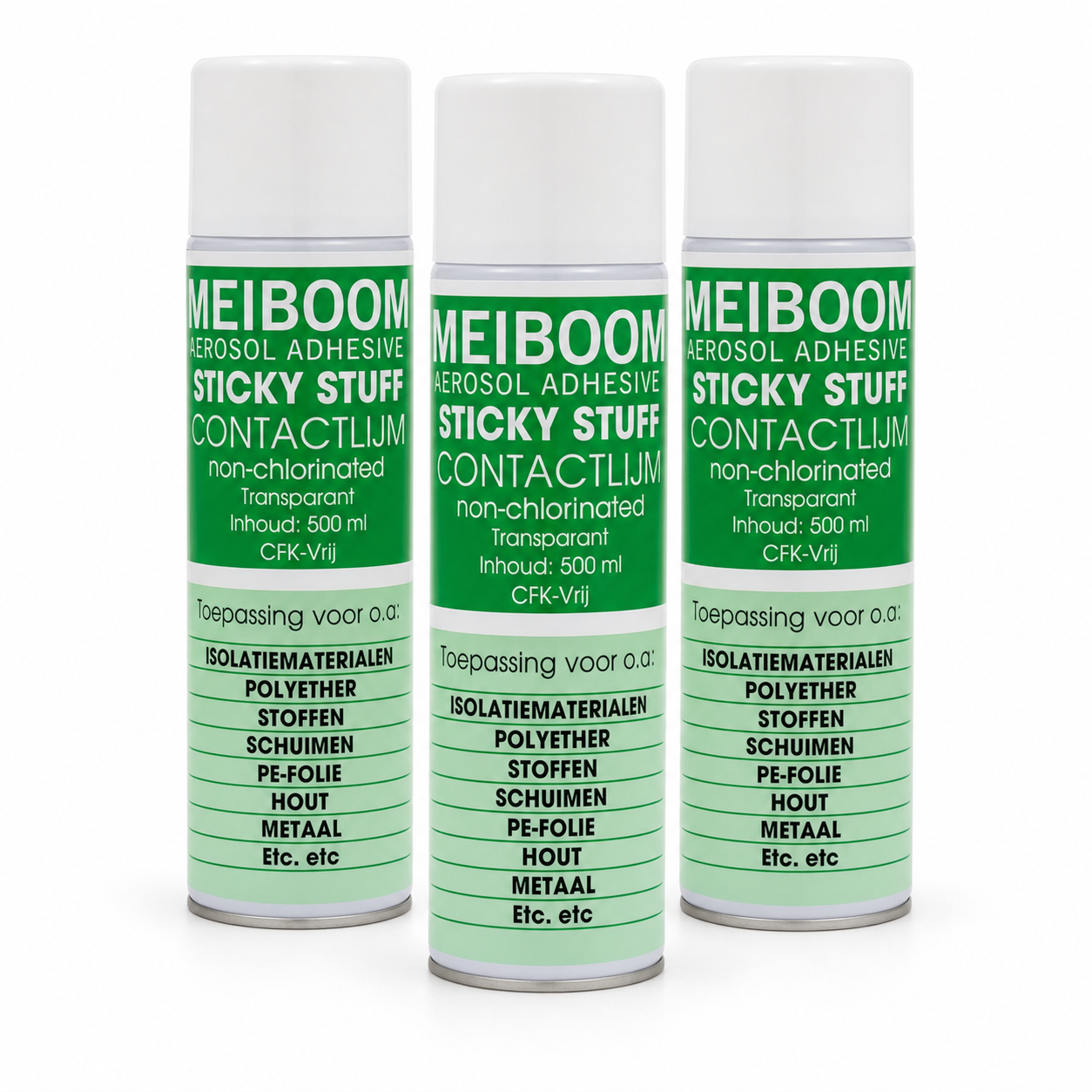 Meiboom Sticky Stuff Spuitbus - 3 Stuks - Professionele Spraylijm - Spuitlijm - Universele Contactlijm - Lijmspray - 500ML