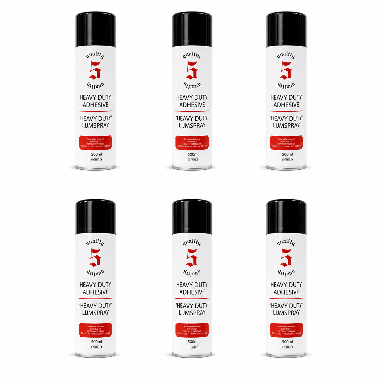 Peitsman Heavyduty Universele Contactlijm Spraylijm / Spuitlijm - Professionele Spuit Lijmspray 500ML - 6 Stuks