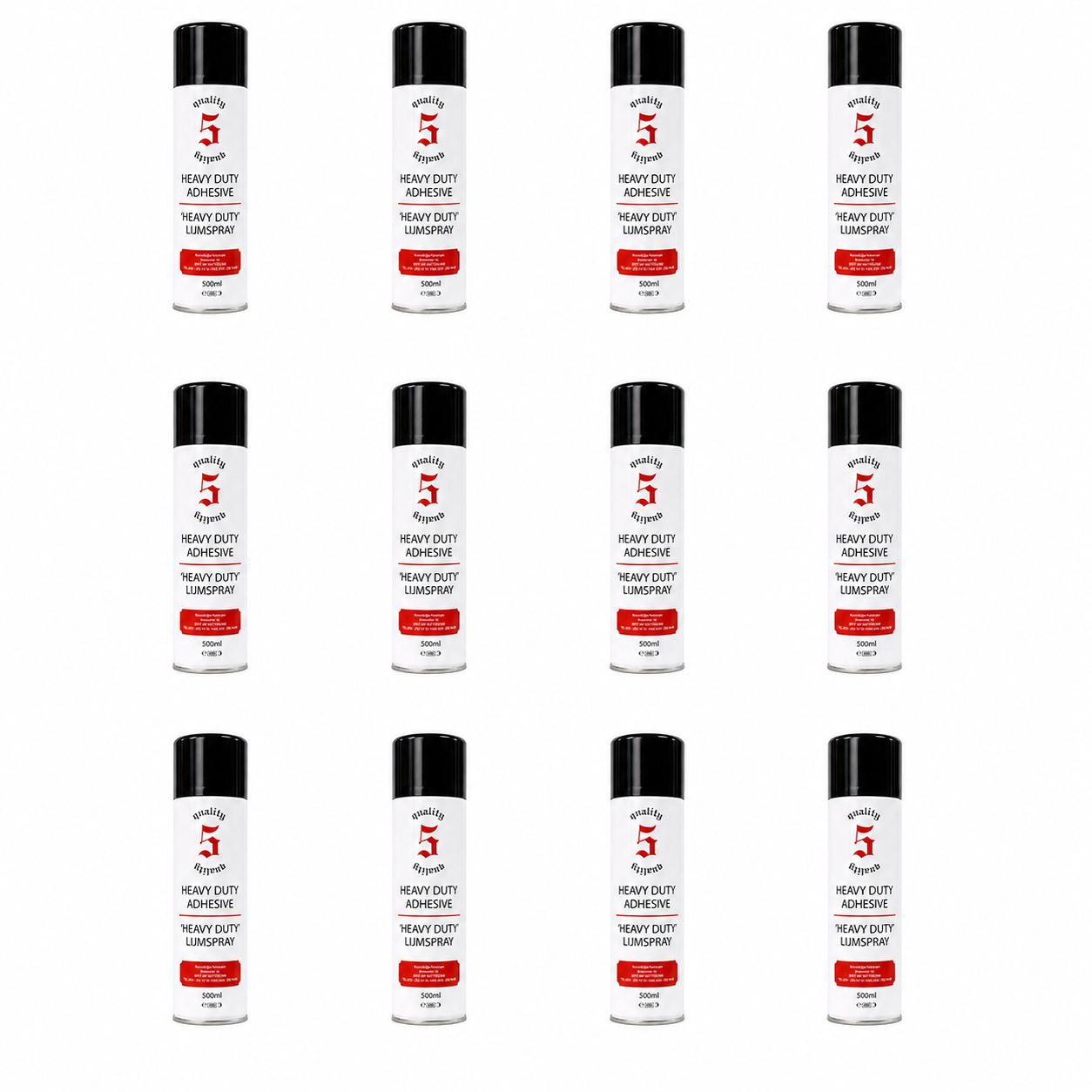 Peitsman Heavyduty Universele Contactlijm Spraylijm / Spuitlijm - Professionele Spuit Lijmspray 500ML - 12 Stuks