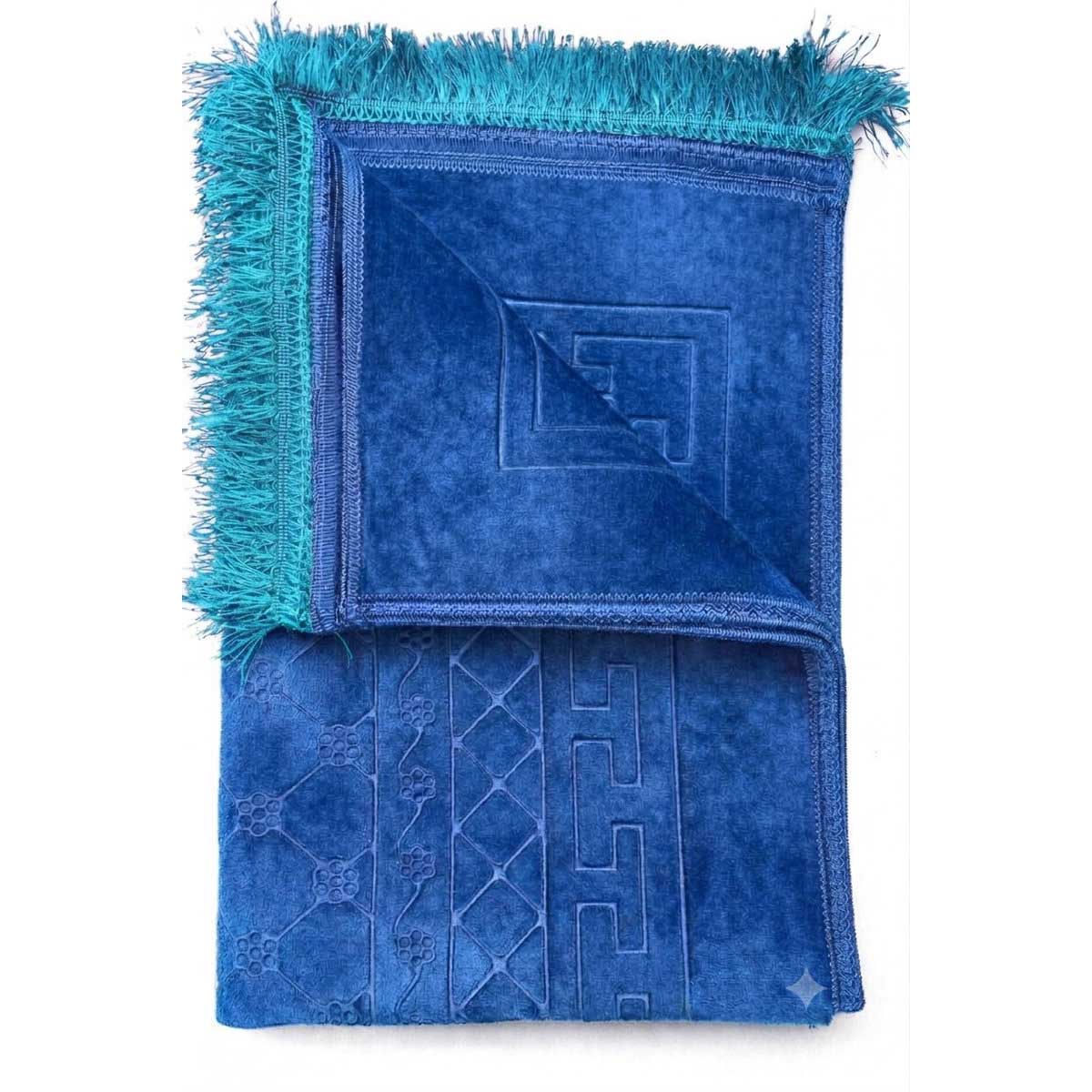 TEKZEN Gebedskleed - Blauw - 120x80cm - Fluweel Zachte Islamitische Gebed Kleed - Seccade