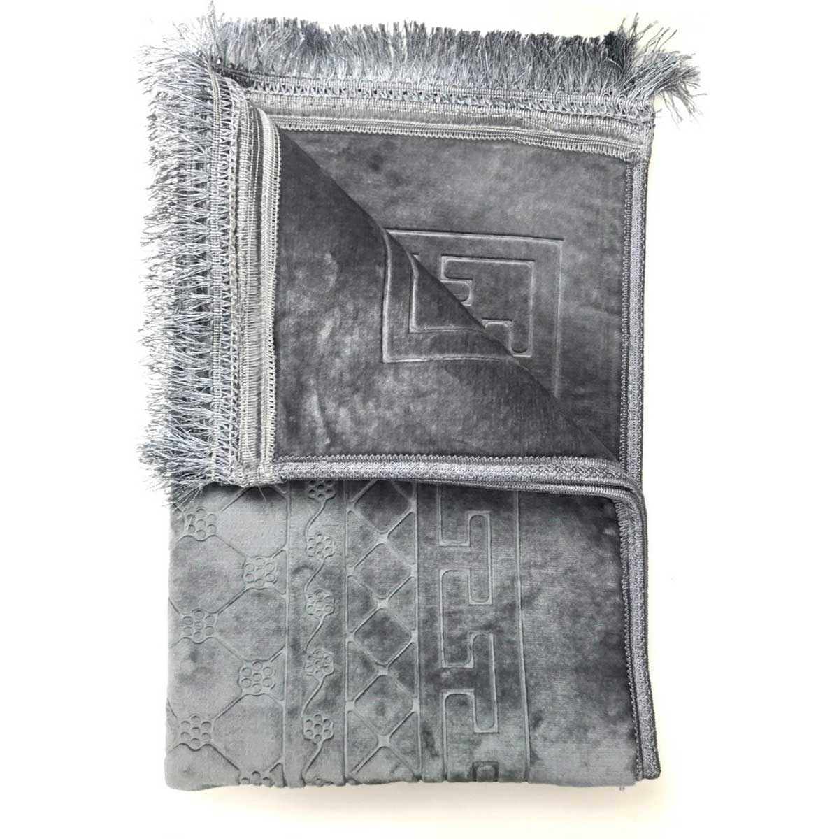 TEKZEN Gebedskleed - Grijs - 120x80cm - Fluweel Zachte Islamitische Gebed Kleed - Seccade