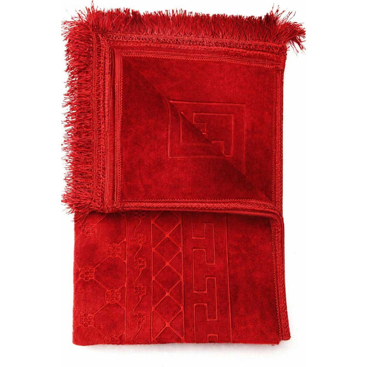 TEKZEN Gebedskleed - Rood - 120x80cm - Fluweel Zachte Islamitische Gebed Kleed - Seccade