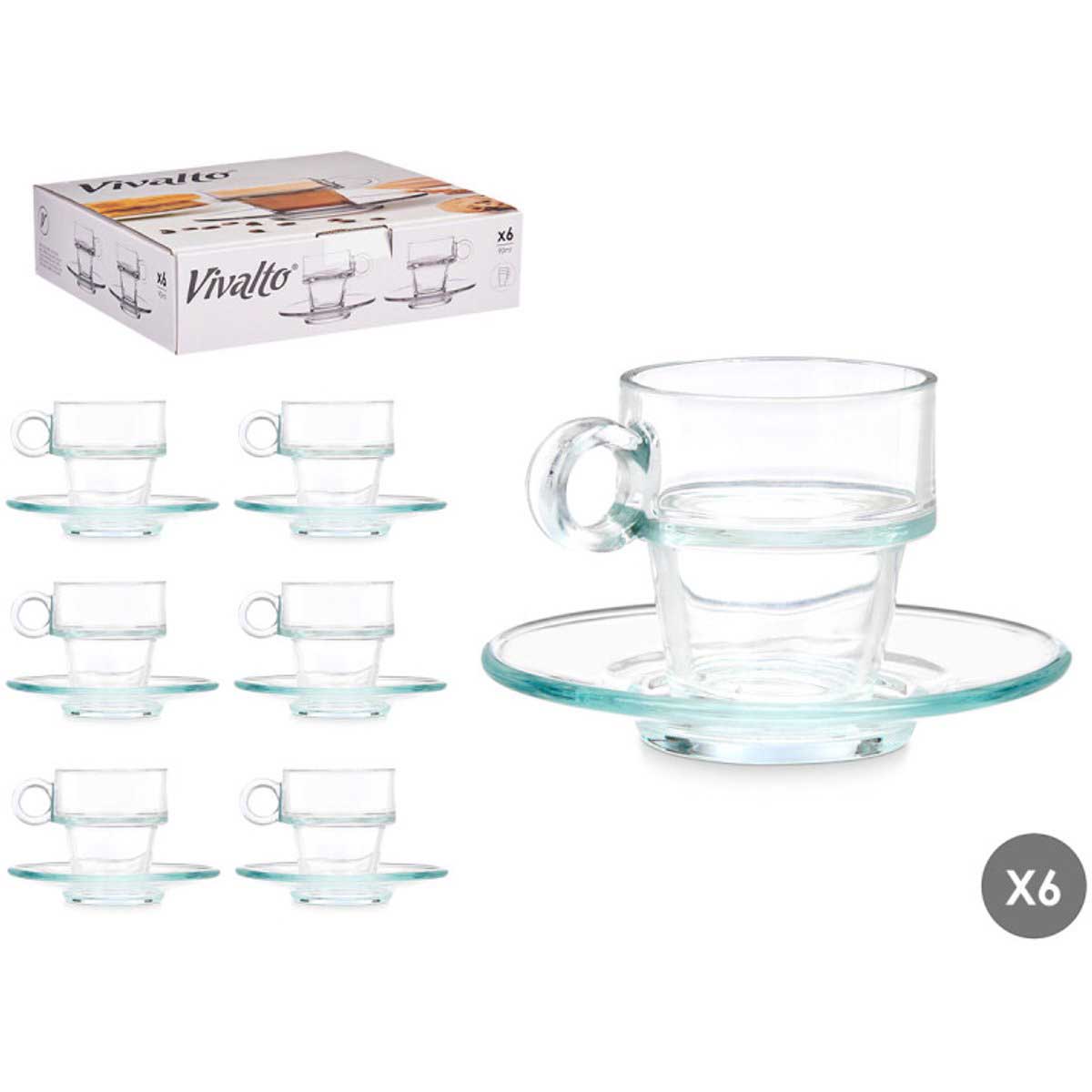 Vivalto Espressomok met Schoteltje glas