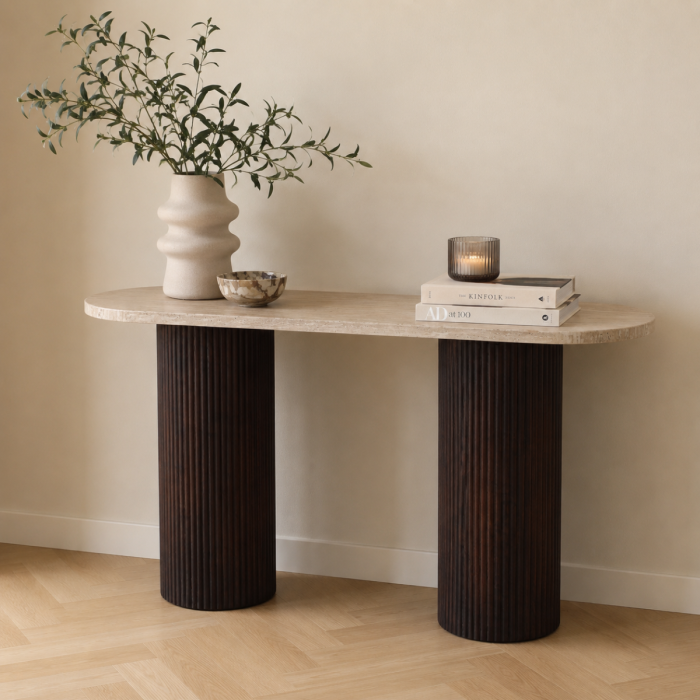 Vivente Paterno Consoletafel - Bruin - 150x40x78 cm - Travertine