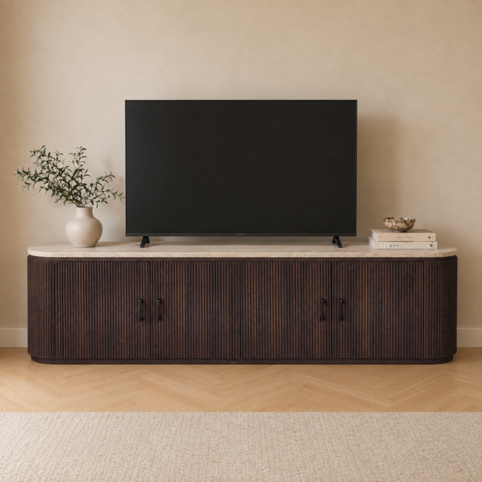 Vivente Paterno TV Meubel - Bruin - 200x40x55 cm - Travertine