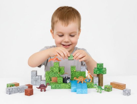 Magnetische Bouwblokken Set Dinosaurussen - 142 Delig - Magnetische Kubussen - Educatief Constructiespeelgoed voor Kinderen – foto 2