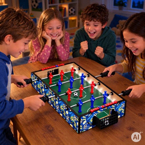 ECOTOYS Mini Tafelvoetbaltafel - 50x30 cm - Tafelvoetbalspel voor Kinderen - Compact Voetbalspel – foto 10
