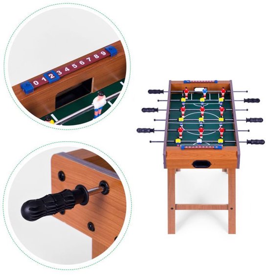 ECOTOYS Mini Tafelvoetbaltafel - 69x35 cm - Hout - Tafelvoetbalspel voor Kinderen – foto 9