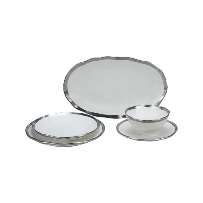 Bricard Dole, Serviesset, Wit/zilver, 25-delig, Porselein – hoofdfoto