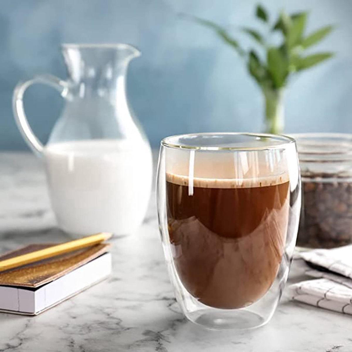 Cheffinger Dubbelwandige Glazen - 350 ml - Set van 6 - Koffieglazen - Theeglas - Cappuccino Glazen - Latte Macchiato Glazen - TEKZEN